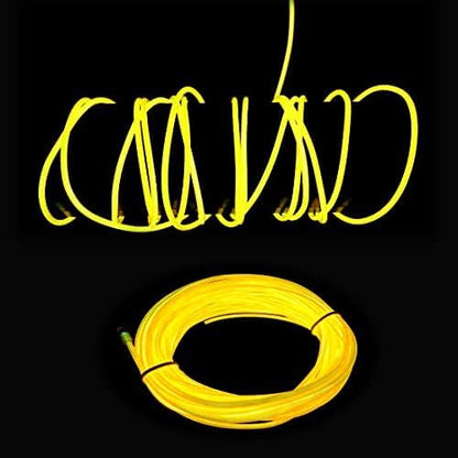 3m Yellow neon Wire Flash Electroluminescence, Cutting El Wire,Used for DIY Design, Various Holiday Party Decoration. (Yellow, 3m)
