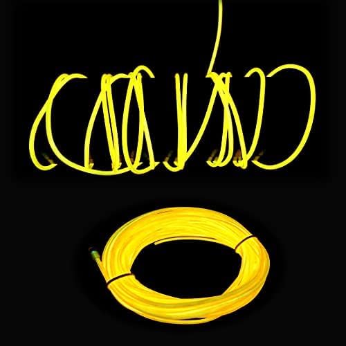 3m Yellow neon Wire Flash Electroluminescence, Cutting El Wire,Used for DIY Design, Various Holiday Party Decoration. (Yellow, 3m)