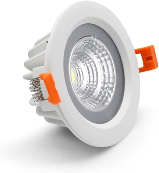 LS-PRO 4.25inch 12w LED Recessed Ceiling Light Slim Aluminium Panel, Anti Rust Fixture Downlight Shower Spotlight IP65 Waterproof for Wet Location Indoor & Outdoor Natural light/4000k-White Body