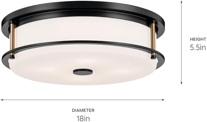 Kichler Brit 52597BKCPZ Flush Mount 4-Light 18˝ with Satin Etched Cased Opal Glass in Black and Champagne Bronze