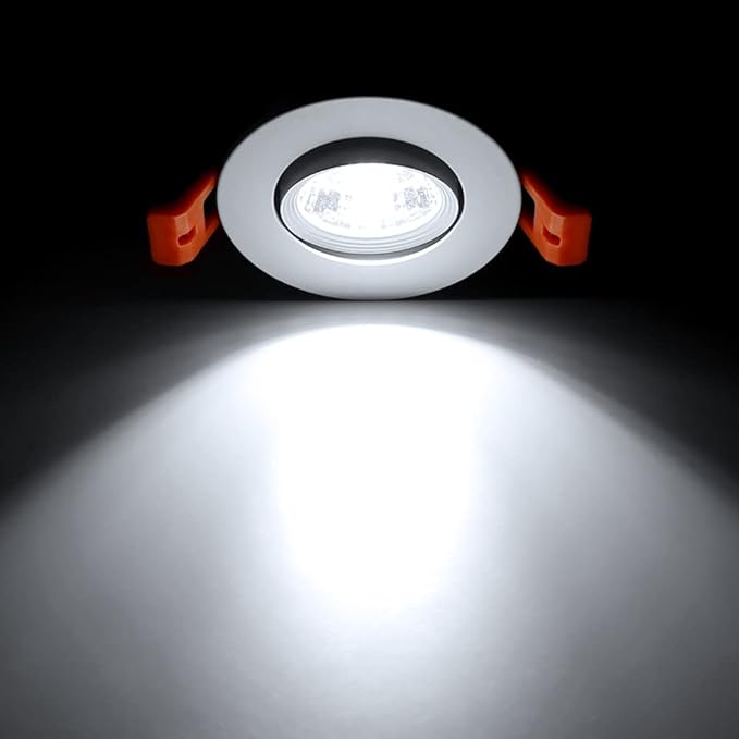 2Inch LED Recessed Ceiling Light, 3W Dimmable LED Downlight, 60 Beam Angle COB Recessed Lights with Driver, Daylight White 5500K, 25W Halogen Bulbs Equivalent for Ceiling Lighting, White 6 Pack