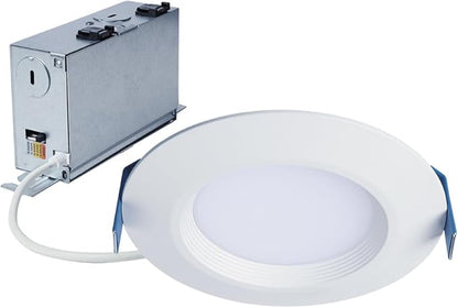 HALO HLBC 4 in Ultra-Slim Canless LED Recessed Lighting Downlight with Regressed Lens, Selectable CCT, Dim-to-Warm Technology, 600 Lumens, Wet Rated, IC Rated, Energy Star - HLBC4069FSD2W1EMW