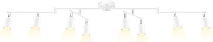 BoostArea LED 8 Light Track Lighting Kit, White 8 Way Ceiling Spot Lighting, Flexibly Rotatable Light Head for Kitchen, Living Room, Bedroom, GU10 Bulb Not Included