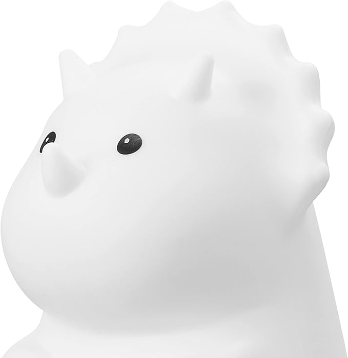 Globe Electric 13272 Terry Triceratops Multicolor Changing Integrated LED Rechargeable Silicone Night Light Lamp, White