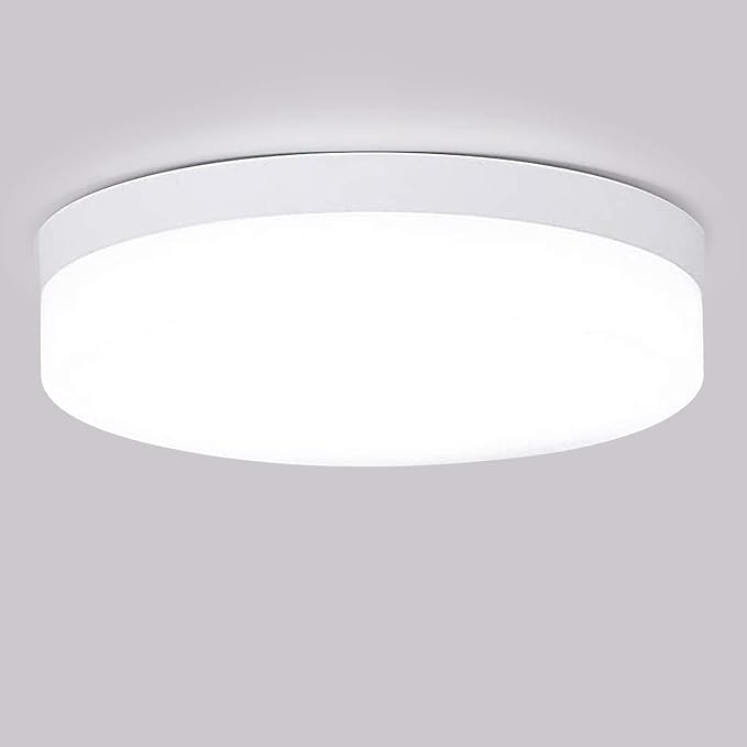 DLLT 12W LED Flush Mount Ceiling Light, 4.72" Flat Modern Round Lighting Fixture, 100W Equivalent White Ceiling Lamp for Closet/Bathroom/Hallway/Porch/Laundry Room, 6000K Cool White, Non-Dimmable