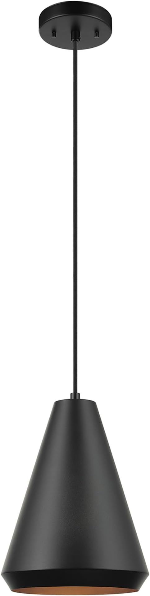 Globe Electric Harvey 1-Light Pendant Lighting, Matte Black, Black Fabric Cord, Bulb Not Included