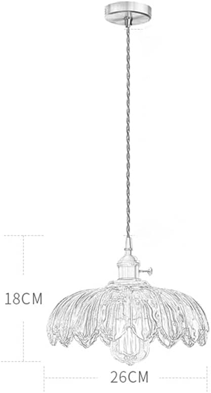 LITFAD Scalloped Glass Flower Ceiling Hanging Light Industrial Single Dining Room Hanging Pendant Light Retro Pendant Lamp for Restaurant Hallway Kitchen Dining Room - 110V-120V Clear