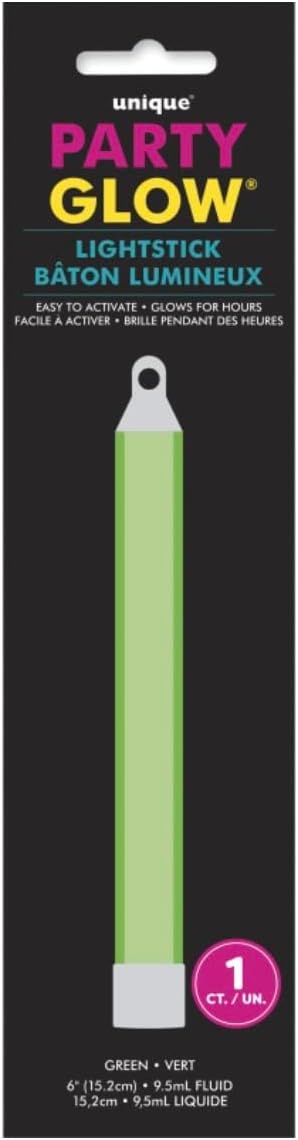 Green Glow Light Stick - 6" - Premium Bright Green Plastic Glow Stick - Ideal for Parties, Concerts, Birthdays, New Year, Christmas, and Neon Events (1 Pc.)
