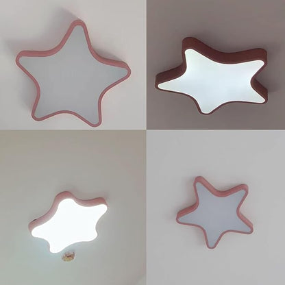 LED Ceiling Light Fixture, Modern Pentagram Recessed Ceiling Lights, 3000K-6000K Dimmable Light, Close to Lighting Flush Mount Living Room Pendant Lamps (Pink, 16inch)