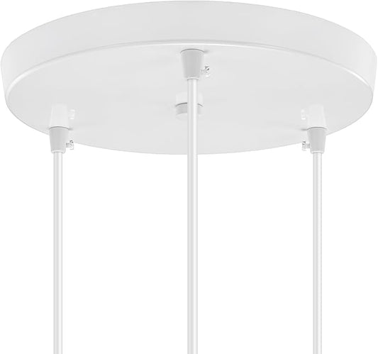 Canomo 10 Inches Chandelier Canopy Pendant Light Canopy Kit Ceiling Light Plate with All Hardware Includes Hook, Cord Grip for Chandelier Pendant Light (White, 10 Inch-3 Holes Light Fitting)
