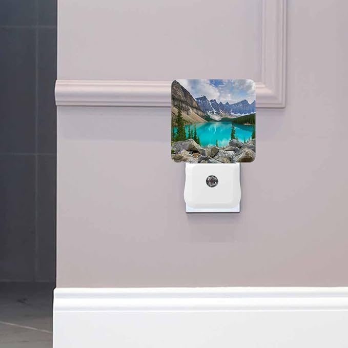 Mountains Forests and Lakes Night Light Autumn Mountain Scenery Plug into Wall with Dusk to Dawn Light Sensors 0.5W Warm Nightlights for Bedroom Bathroom Hallway