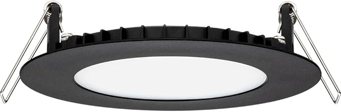 Juno LED Recessed Lights 6 Inch Round Wafer Downlight, 5-in-1 Switchable White Color Temperature, 120 Volts, 6-Inch Ultra-Thin Flat Trim, Matte Black with Brushed Nickel Trim (WF6 SWW5 90CRI MBBN M6)