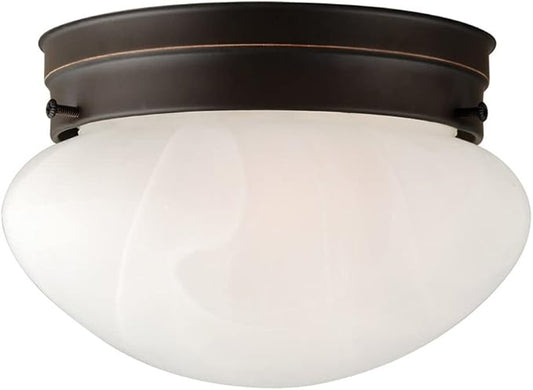 Design House Millbridge Dome 7-5/8 Inch Diameter Indoor Ceiling Light Fixture, for Bedroom, Hallway, Closet & Dining Room, Alabaster Glass, Oil Rubbed Bronze 514547