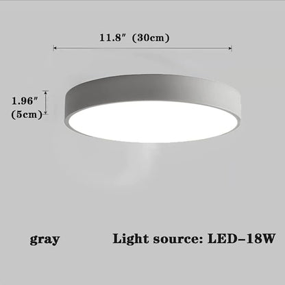 LED Ceiling Light Fixture,12 Inch Modern Round Recessed Ceiling Lights,3000K-6000K Ceiling Lamp Dimmable Light,Grey 18W Close to Ceiling Lighting Flush Mount Living Room Bedroom