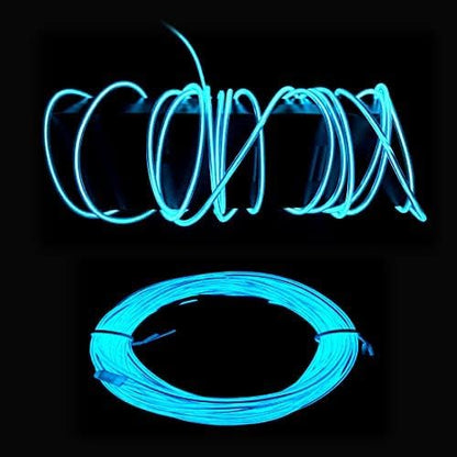 5m Ice Blue neon Wire Flash Electroluminescence, Cutting El Wire,Used for DIY Design, Various Holiday Party Decoration. (Ice Blue, 5m)
