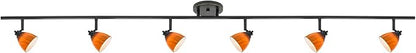 6-Light Fixed Track Lighting Kit Dark Bronze Finished Amber Cloud Glass Shades D168-66-DB-AMC