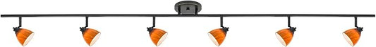6-Light Fixed Track Lighting Kit Dark Bronze Finished Amber Cloud Glass Shades D168-66-DB-AMC