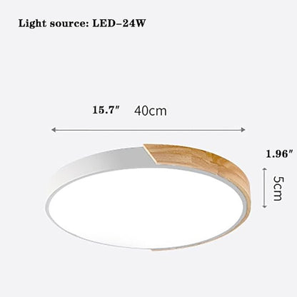 LED Ceiling Light Fixture,16 Inch Modern Wood Recessed Ceiling Lights,Dimmable Light,24W White Close to Ceiling Lighting Flush Mount Living Room Bedroom,3000K-6000K