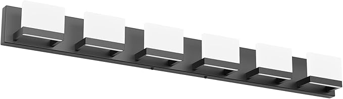 Tipace Dimmable Modern 6 Lights LED Vanity Light for Bathroom Up and Down Black Bathroom Wall Light Fixtures Over Mirror(White Light 6000K)