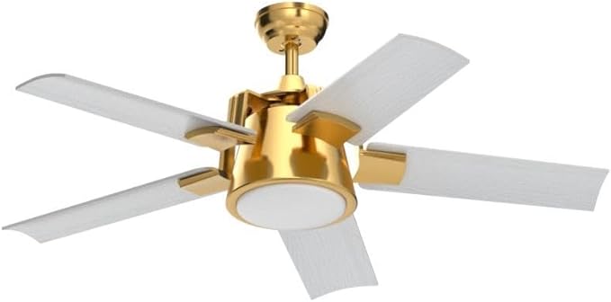 YITAHOME Ceiling Fan with Light and Wall Switch Remote, 52 Inch Modern Gold White Fan, Quiet Reversible Motor, Dimmable LED Color, Memory Function for Bedroom Living Room Patio Indoor