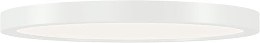 KICHLER Ara 11.03" Modern Minimal Round LED Flush Mount in White, for Damp Indoor Locations, Main Light Source, Integrated LED, Edge-Lit Technology, 1600 Lumens, Dimmable to 10%, 53011WH30