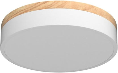 Yiisem Dimmable Wood LED Flush Mount Ceiling Light, 5CCT 2700K-6000K Modern Round Close to Ceiling Lighting Fixtures, Minimalist White Ceiling Lamp for Bedroom, Kitchen, Hallway, Laundry Room