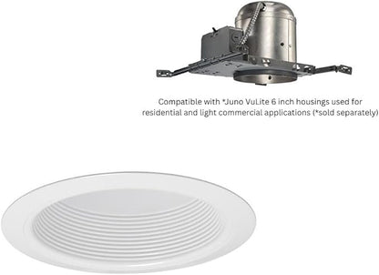 Juno VuLite 6" Recessed Light Trim, Air-Loc and Wet Rated Recessed Lighting Trim for New Construction and Remodel, Fully Enclosed Downlight Baffle Trim, Fits IC23, IC22, IC22R Can Light Housings