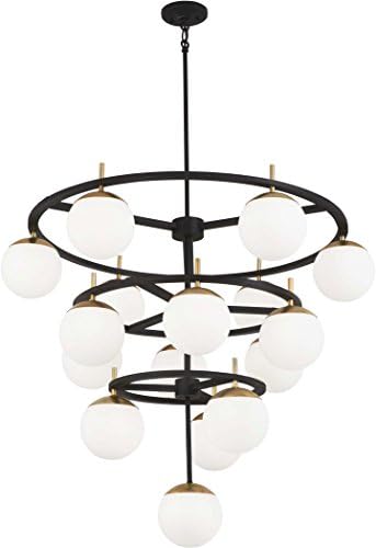 GEORGE KOVACS P1359-618 Alluria 16 Light Chandelier, Weathered Black W/Autumn Gold