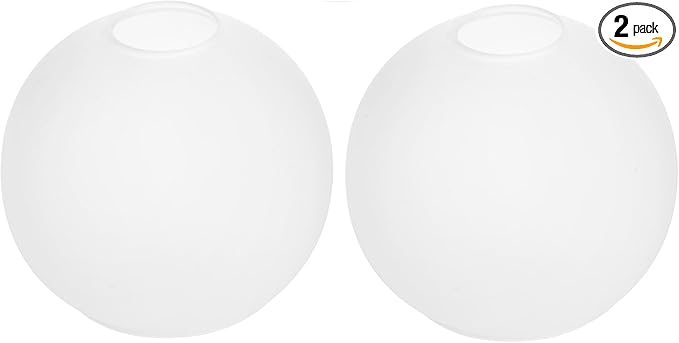2 Pack Lamp Globe Glass Shade, White Frost Glassshade Covers Replacements for Light Fixtures, 1.65 Inch Fitter Globes Lampshades for Wall Sconces Chandelier Bath Vanity Lights Pendants