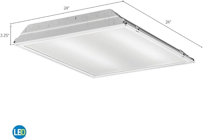 Lithonia Lighting 2x2 Lensed LED Troffer Light, Recessed LED Drop in Ceiling Light with Prismatic Lens for Grid Ceilings, 120 Volt, 4000K Cool White