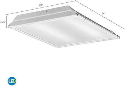 Lithonia Lighting 2x2 Lensed LED Troffer Light, Recessed LED Drop in Ceiling Light with Prismatic Lens for Grid Ceilings, 120 Volt, 4000K Cool White