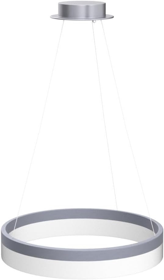 Buccleuch Modern LED Chandelier - Dimmable 19.7" Silver Round Pendant Light, Height Adjustable UL-Certified Ceiling Light for Dining Room, Kitchen Island, Living Room, Bedroom, Foyer, 6500K