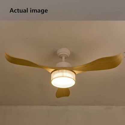 Eamonex 52 inches LED Bamboo DC Ceiling Fan with Light Fixture and Remote Control,Boho Wooden Bohemian Dimmable Rattan Wicker Fandelier for Indoor,Outdoor,Bedroom,Living room,Dining room