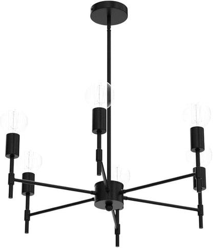 ASGYISA 6-Ceiling Light Black Sputnik Chandelier Metal Modern Semi Flush Mount Fixture Pendant Lights Industrial Farmhouse for Bedroom Kitchen Dining Room Living Room Laundry Room E26 Base