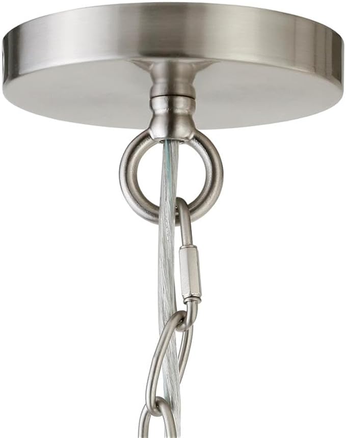 Henn&Hart 7" Wide Pendant with Glass Shade in Brushed Nickel/Clear, Pendant, Flush Mount Ceiling Light Fixture for Kitchen, Living Room