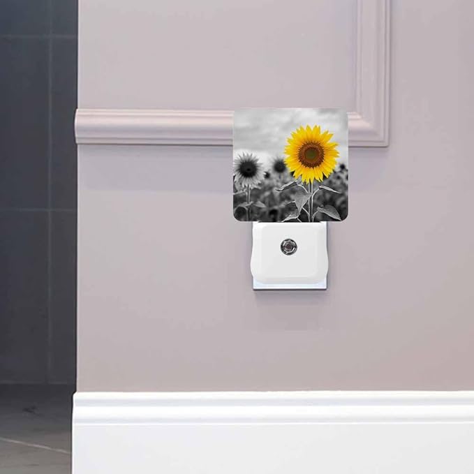Sunflower Night Light Flowering Plant Leaves LED Night Lights Plug into Wall for Stairway Hallway Bedroom 0.5W Nightlight