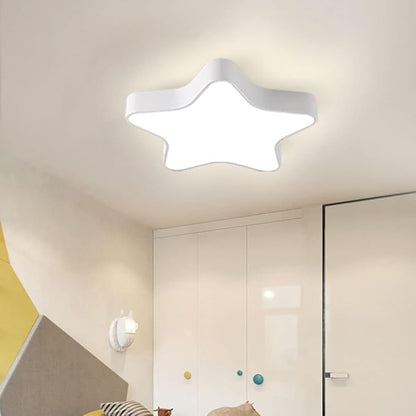LED Ceiling Light Fixture, Modern Pentagram Recessed Ceiling Lights, 3000K-6000K Dimmable Light, Close to Lighting Flush Mount Living Room Pendant Lamps (White, 16inch)