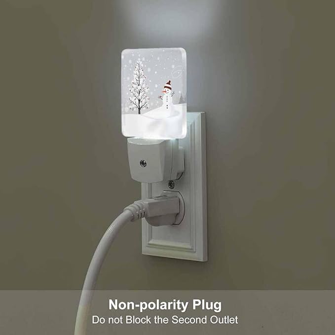 Christmas Card Design LED Night Lights Plug into Wall with Winter Tree and Bullfinches 0.5W Plug in Night Light, Dusk to Dawn, Bright Nightlight Auto On/Off, for Room Bedroom Bathroom