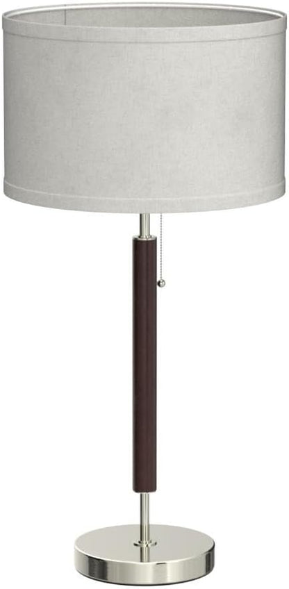 Brightech Carter LED Bedside Lamp - Compact Table & Desk Reading Lamp for Bedroom, Living Room, Office - Modern Nightstand & Side Lamp with Soft Ambient Light - Stainless Steel & Wood Finish