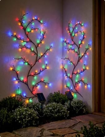 Solar Willow Vine Lights Outdoor, 7.8FT 144LEDs RGB Enchanted Willow Vine Lights with Remote, Waterproof Garden Decor for Wall Window Porch Patio Party Decor