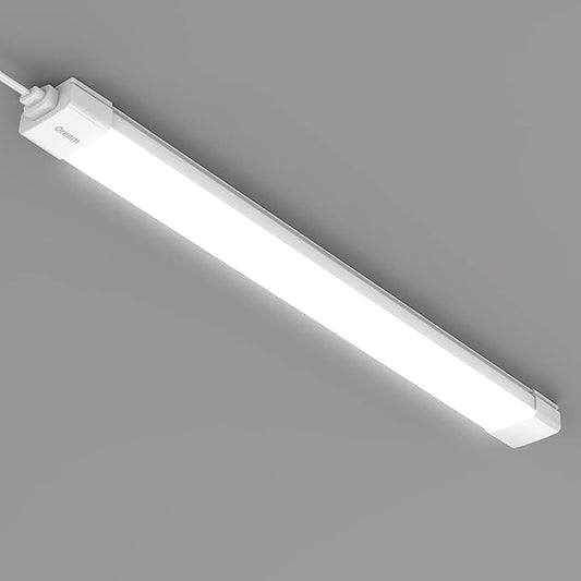 orenm Plug and Play Linkable Waterproof LED Tube Light 2FT 18W 5000K with Switch Cord Easy Installed on Ceiling or Wall Without Wiring for LED Garage Light Under Cabinet Light LED Shop Light (2FT)