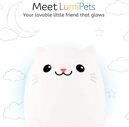 Lumipets Clive the Cat Squishy Silicone Night Light for Kids | Cute Night Light with Remote & Touch Control for Baby & Toddler Bedrooms | Color Changing Portable Animal Nightlight | Kids Mood Lamp
