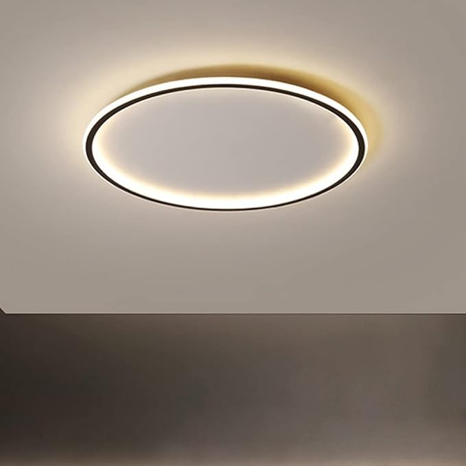 Dimmable LED Ceiling Light Fixture Flush Mount,12" Round Recessed Ceiling Lamp with APP Adjustment,Black Ceiling Lamp 3000K-6000K 33W Close to Ceiling Indoor Lighting for Bedroom Dining Living Room