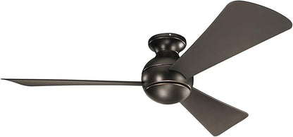 Kichler Sola 54" LED Indoor Outdoor Ceiling Fan In Old Bronze®, 3-Blade, 3000K, (54" W x 11" H), 330152OZ