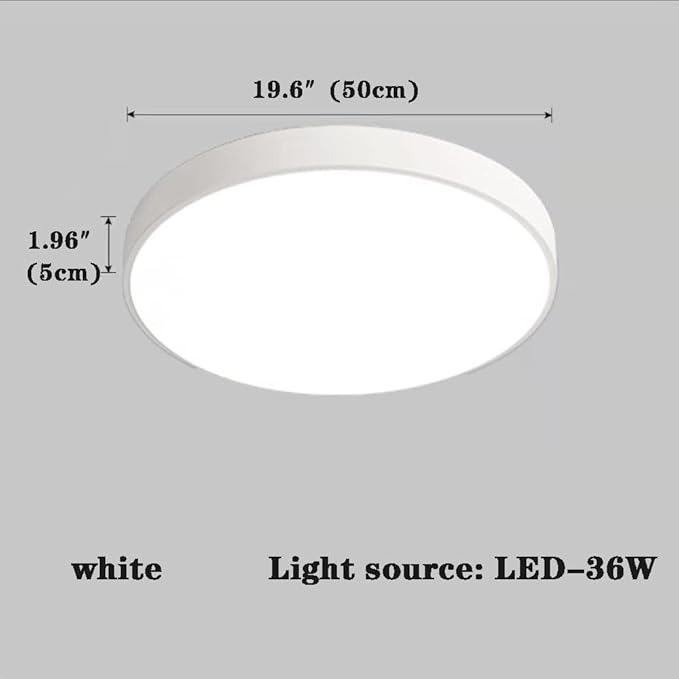 LED Ceiling Light Fixture,20 Inch Modern Round Recessed Ceiling Lights, Dimmable Light,White 36W Close to Ceiling Lighting Flush Mount Living Room Bedroom,3000K-6000K