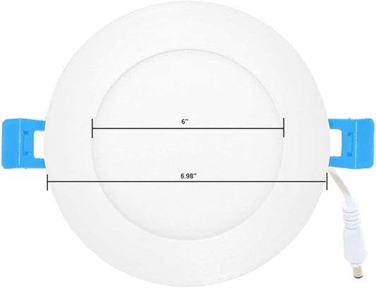Euri Lighting DLC6S-2050e Ultra-Slim Dimmable 6" Circlular Downlight, 12W (100W Equal), 900lm, 5000K (Cool White), IC Rated, No Housing Required, E-Star & ETL Listed