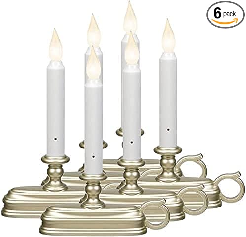 Xodus Innovations FPC1325P-6 Battery Operated LED Window Candle with New Hot Spot Technology and Dusk to Dawn Sensor and Choice of Amber or White Flame, Pewter/Silver