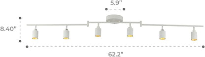 Shura White 6-Light Swivel Track Light with Rotatable Heads & Adjustable Arms, Integrated LED Bulbs, 5 ft. Ceiling Track Lighting Kit, 3000K, 3000 Lumens