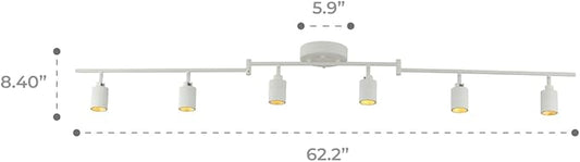 Shura White 6-Light Swivel Track Light with Rotatable Heads & Adjustable Arms, Integrated LED Bulbs, 5 ft. Ceiling Track Lighting Kit, 3000K, 3000 Lumens