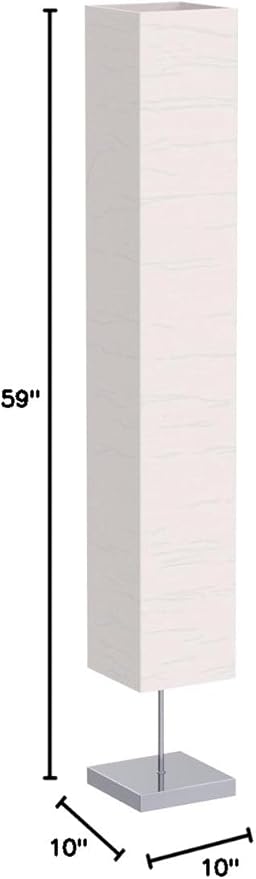 LIGHTACCENTS Home Decor Floor Lamp (Set of 2) 59 Inch Paper Floor Lamp Pair with Polished Chrome Base, Room Decor Lamps for Living Room, Rice Paper Lantern Lights, On/Off Footswitch